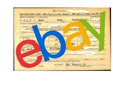 KURT VONNEGUT author WW2 Draft Registration Card US Army Slaughterhouse Five