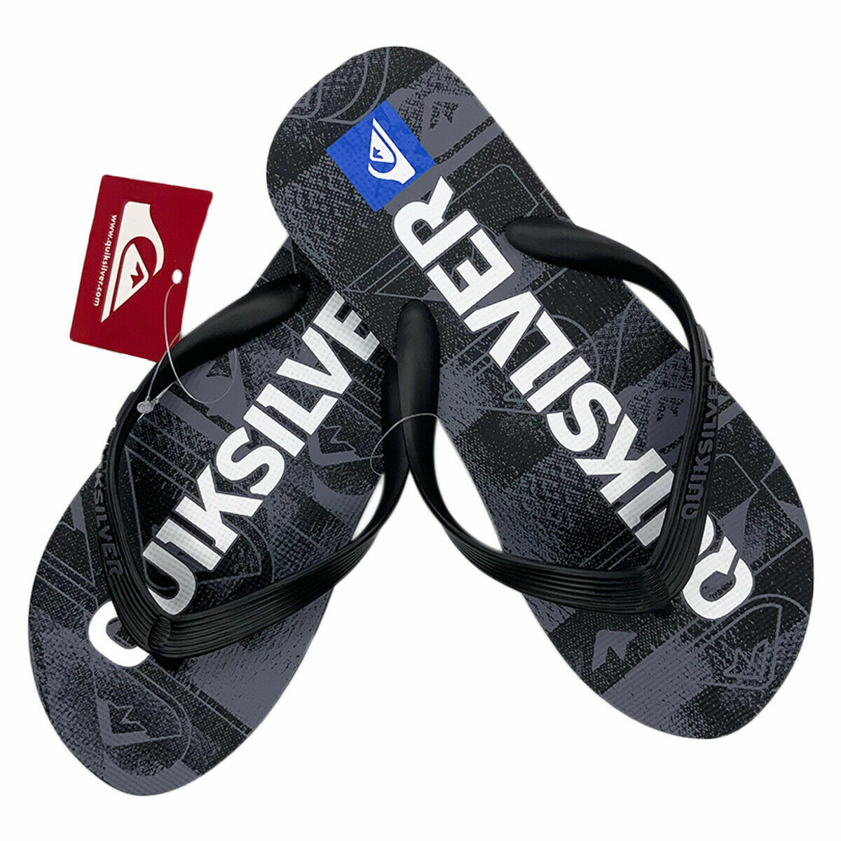 MSRP $37.99 NWT QUIKSILVER MEN BLACK BEACH WAVE THONG FLIP FLOPS SANDALS SIZE 12