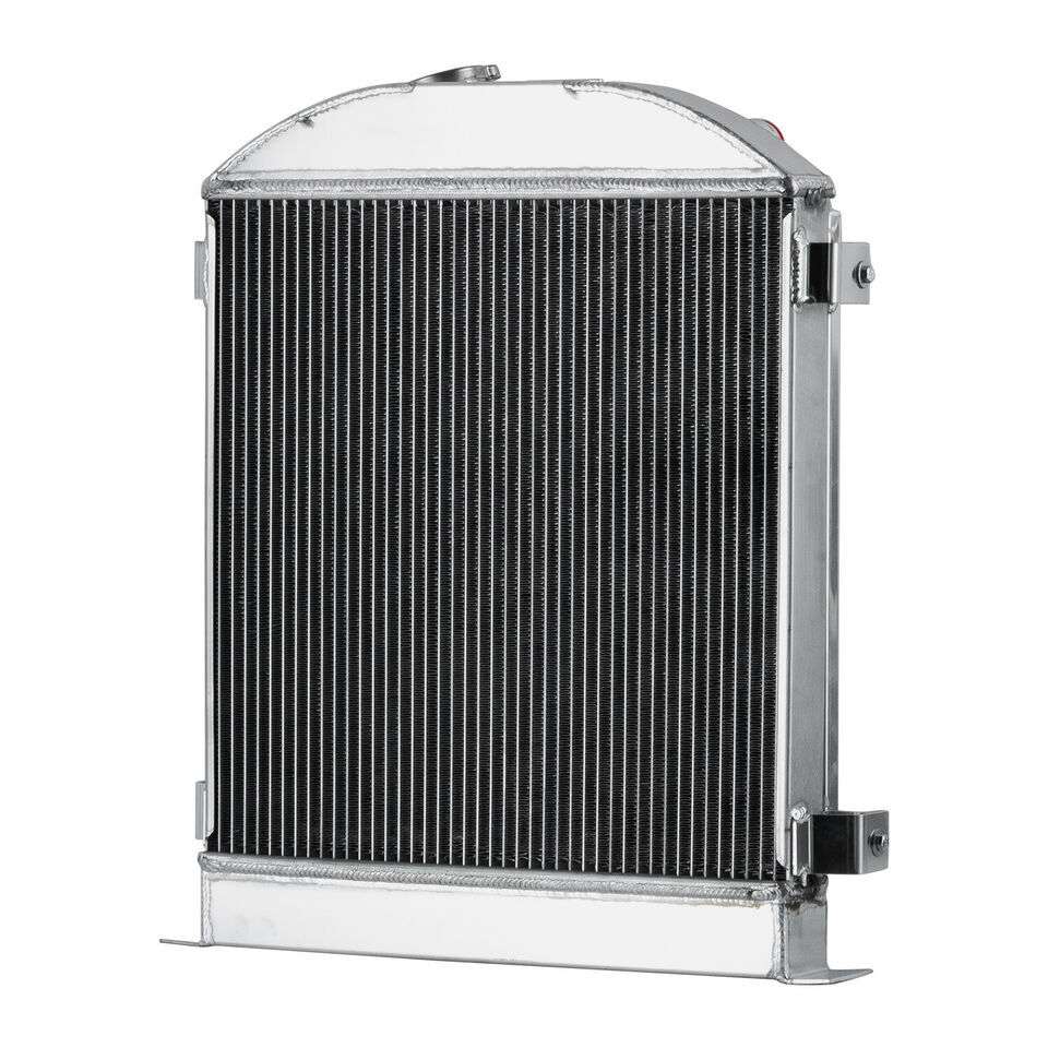 4 Rows Radiator+Shroud Fan For 1930-1938 37 Ford HI BOY Hot Rod Chopped Chevy V8