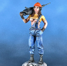 Resin Tabletop Miniature construction worker girl. painted Toy Soldiers 60  