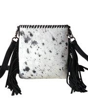 Trinity Ranch Women's Cowhide Fringe Concealed Carry Crossbody Bag Black