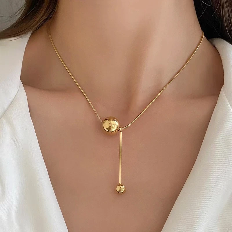Women s Gold Plated Stainless Steel Classy Sphere Charms Rope