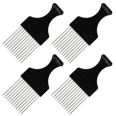 4 Packs Afro Comb Metal Pick, Hairdressing Detangle Wig Braid Hair Styling To...