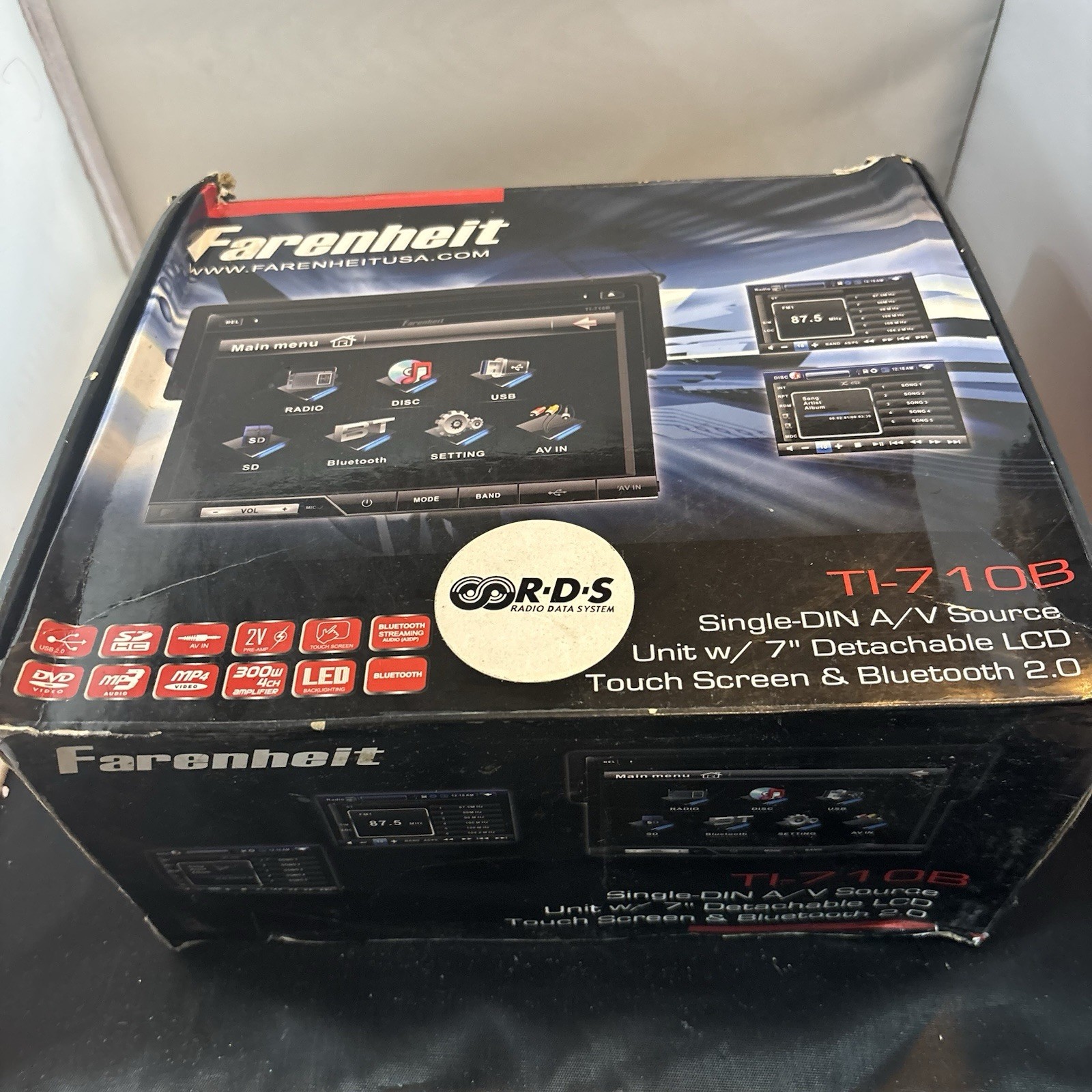 Farenheit TI-710B Car DVD Player, 7" Touchscreen LCD, 16:9, 