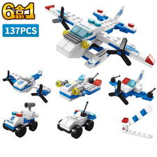 6-in-1 Police and Fire Vehicle Building Blocks Set for Kids