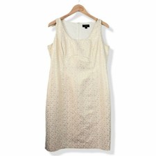 Tahari Luxe Sleeveless Sheath Dress 12 Gold Ivory Glam Cocktail Party Occasion