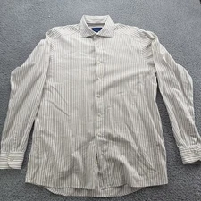 Eton Contemporary Dress Shirt Mens Large 16 (41) L/S Button-Up Tan Stripe