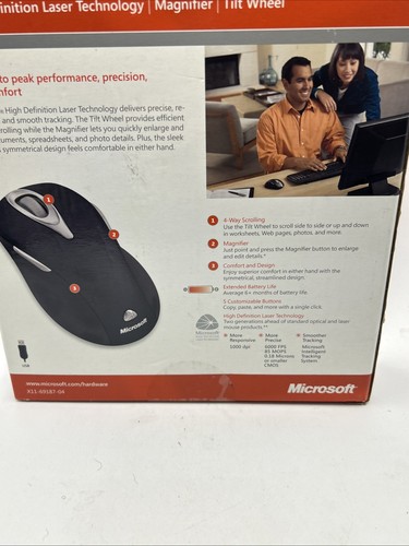 NEW Microsoft Wireless Laser Mouse 5000 Scrolling Metallic Black FACTORY SEALED - Picture 8 of 9