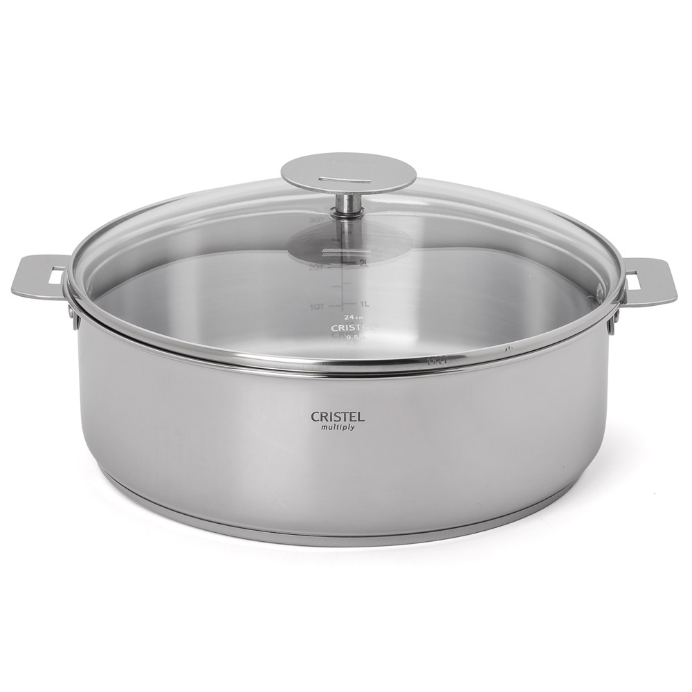 Cristel Casteline Saute Pan w/Lid 28cm/5.5L Rem Handle