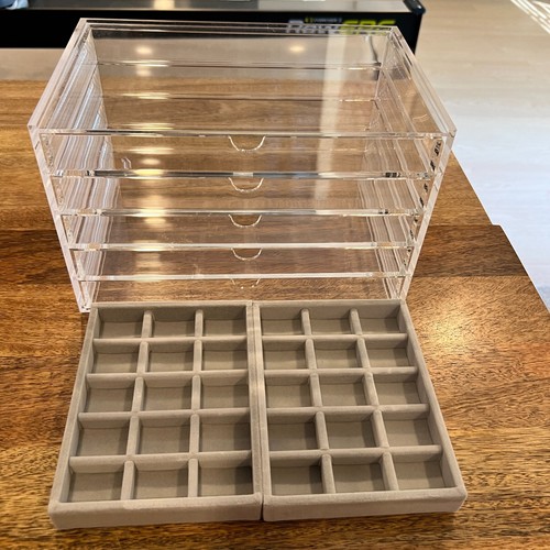 MUJI Acrylic 5-Drawer Storage Case 25.5cm x 17cm x 16cm with Inserts