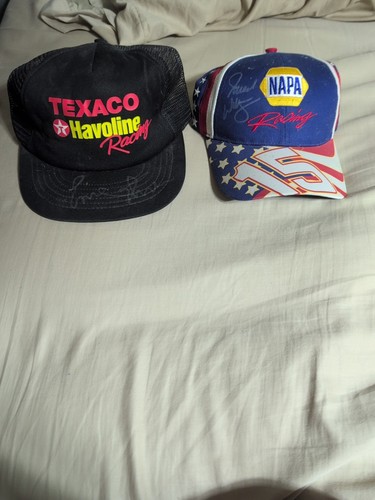 Lot Of Two Signed Nascar Caps Ernie Irvin Michael Waltrip