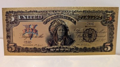 Seltene Sammler Banknote vergoldet Silber Zertifikat Fünf Dollar