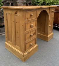 Small Solid Waxed Kneehole Desk / Dressing Table
