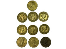 10 coins bundle 1956-1967 THREEPENCE COIN - Original British Queen Elizabeth II