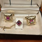 Lord Newport Cufflinks & Tie Clip Set In Original Box Red — photo 3