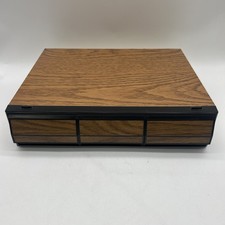 3 Drawer Holds 42 Audio Cassette Tape Storage Holder Case Faux Wood Grain