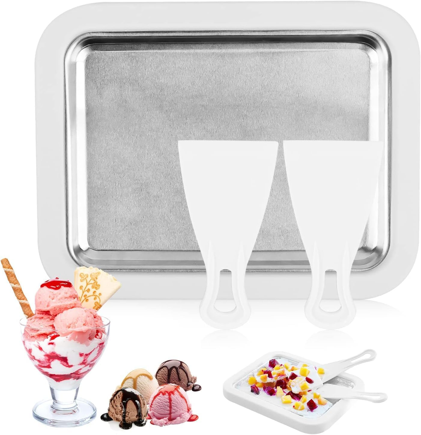 Gelato Istantaneo, Rolled Ice Cream Maker, Piastra per Gelato Con 2 Spatole, Ice