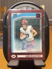 2024 Clearly Donruss Red #80 Luke McCaffrey RC Auto Commanders 17/149