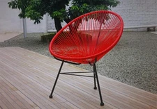 Outdoor Hammock Weave vinyl Acapulco Side Patio Chair in Red