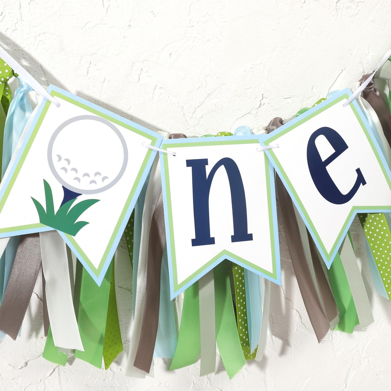 Golf 1st Birthday High Chair Banner - Hole In One Cake Smash Decorations, Boy...