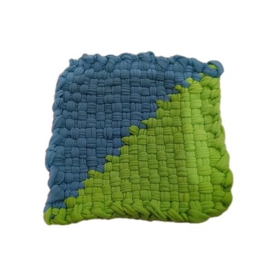 Handmade Woven Loom Band Potholder  Colorful Cotton Loop Hot Pad - Coaster