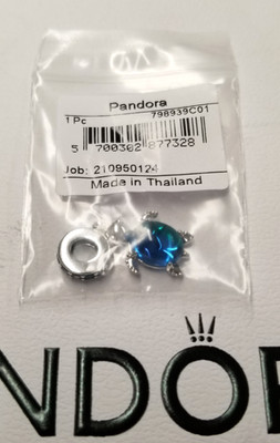 Pandora Murano Glas Meeresschildkröte Dangle Charm 16,5 mm Sterlingsilber
