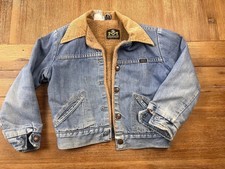 1970s Vintage Maverick Kids 6/7 Sherpa Lined Denim Jacket Corduroy Collar USA