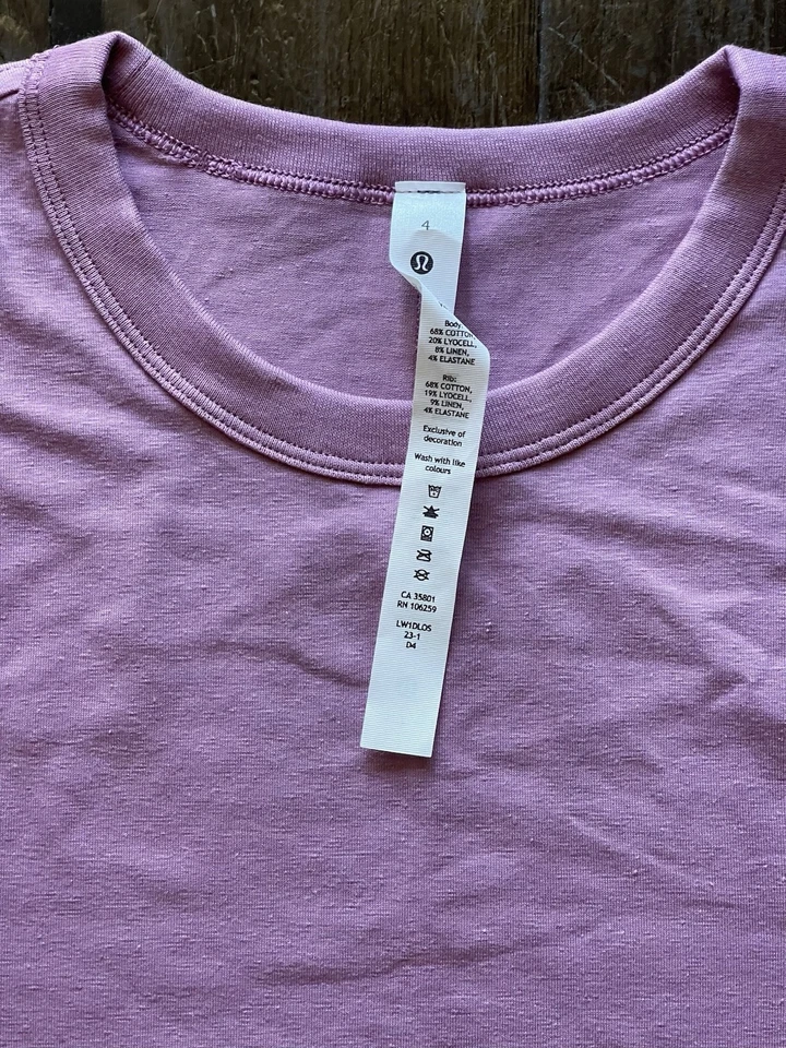 Nuevo con etiquetas Vestido Camiseta Lululemon Calce Clásico Mezcla Algodón Talla 4 Terciopelo Rosa Polvo $88 Foto 2 de 4
