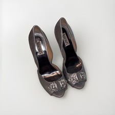 Badgley Mischka Silver Davida II Peep Toe Pump Evening Shoe Heel US 8M