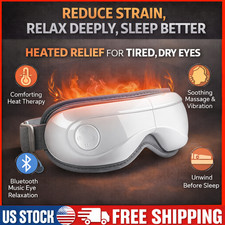 Heated Eye Massager w Vibration Bluetooth Music Relax, De-Stress, Sleep Aid
