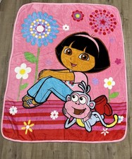 Nickelodeon Dora the Explorer Throw Blanket 50 x60 Vintage Monkey Boots TV Vtg