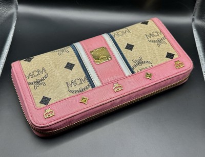 MCM Women s Cognac Visetos Pink Leather Studded MINT Authentic