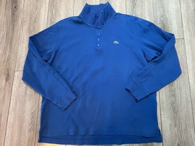 Lacoste 1/4 Zip Sweatshirt Sz 7 Blue Long Sleeve Pullover Mens Med Large Short