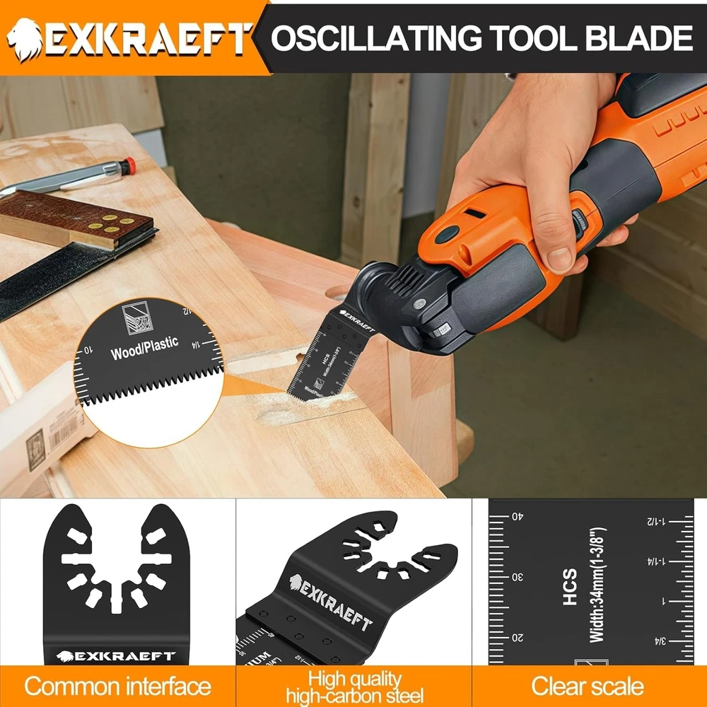 136-Piece Multi-Tool Oscillating Blade Set with Curved Edge for Precision Cutting