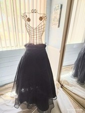 Beautiful black long tiered vintage skirt. Very Elegant Size SM