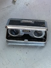 Vintage Tasco Opera Glasses Folding Binoculars Chrome Japan Case Collectible