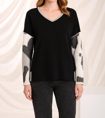 Angel Apparel Scoop Neck Top Black White