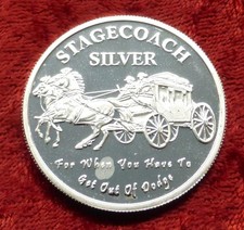 Old West Stagecoach 1oz .999 Fine Silver Round, Breaks into 4 Bullion Pieces 96.97 per troy oz