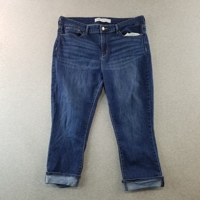 Levi Jeans Womens Sz 16 Mid Rise Capri Dark Wash Stretch Mat. Normcore Cute Nice