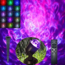 Outdoor Waterproof Water Wave Effect Night Lights Projector, 15 Colors Show Ocea