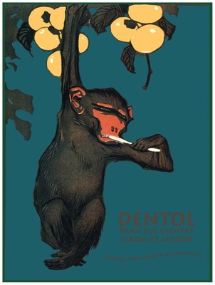 CANVAS Chimpanzee Brushing His Teeth Art print POSTER