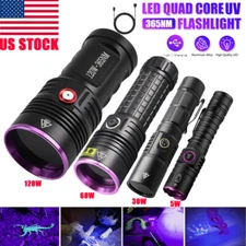 30W 60W 120W UV Torch 365nm Black Light Rechargeable LED Inspection Flashlight