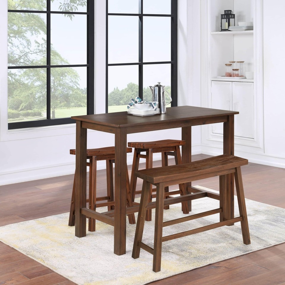 Sonoma Wood 4piece Pub Set With Table Storm Grey WireBrush N/A