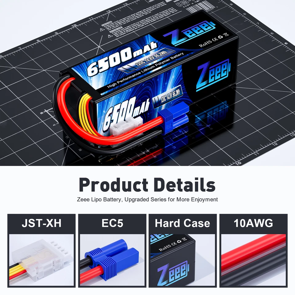 Zeee 14.8V 4S Lipo Akku Batterie 120C 6500mAh EC5 für RC Auto Flugzeug Drohne 2x - Bild 2 von 4
