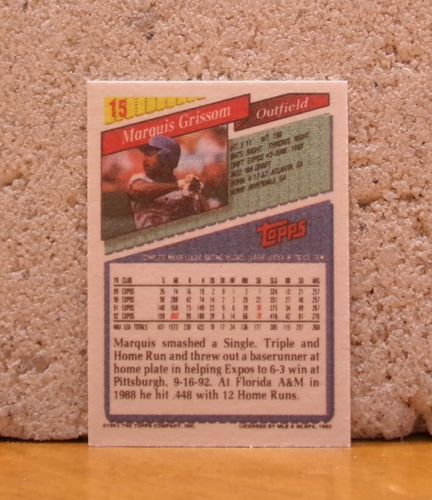 1993 TOPPS MINI 1" VARIANT BASEBALL CARD MONTREAL EXPOS MARQUIS GRISSOM - Picture 2 of 2