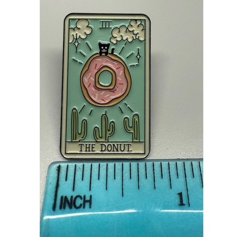 Enamel Metal Pin Tarot Donut 3 Oracle Card Brooch - Picture 2 of 3