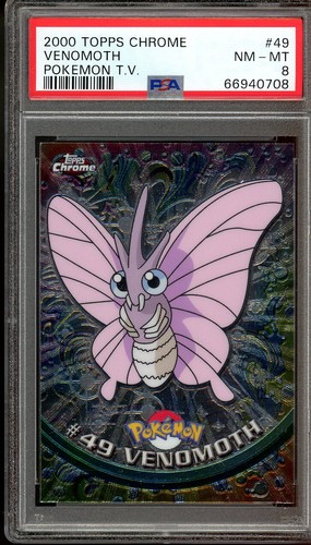 PSA 8 NEAR MINT - 2000 TOPPS CHROME - Venomoth #049 - Pokemon T.V.