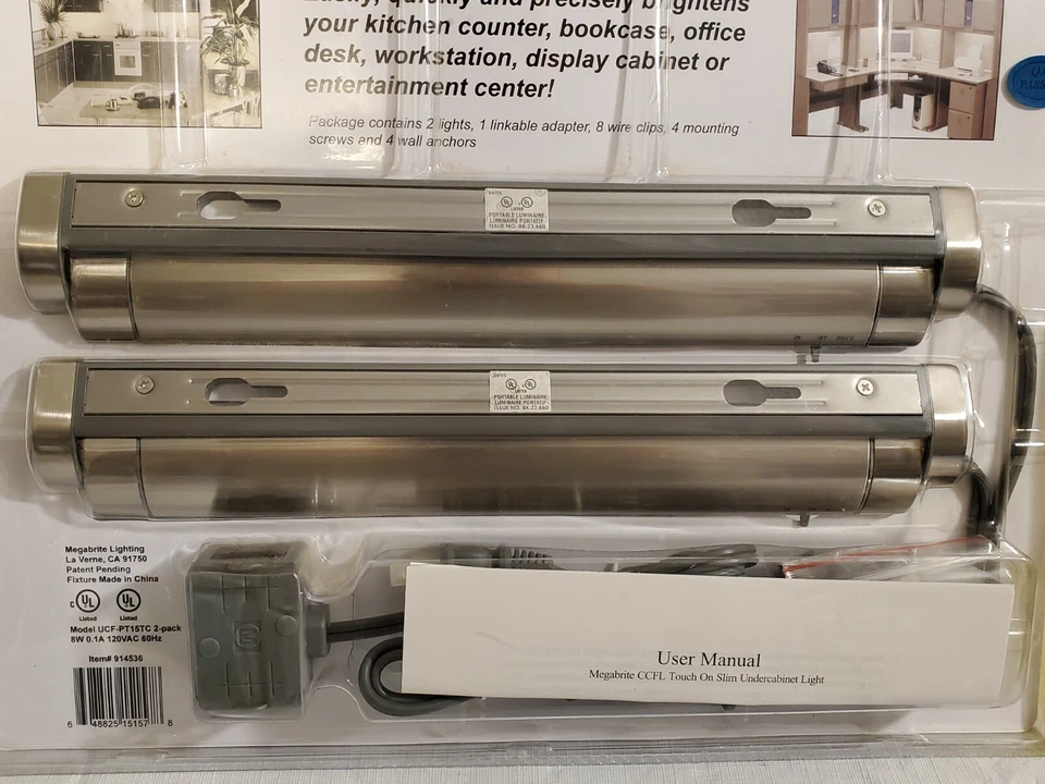 2 Pack Megabrite CCFL Touch On Slim Linkable Under Cabinet Light 13.5" New NOS - Image 4 of 4