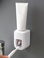1pc Wall-Mounted Toothbrush Holder with Toothpaste Dispenser - No Drilling-NEW