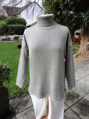 Joe Taft mehrfäd. 100% Kaschmir Cashmere Rollkragen Pullover hellgrau 40 42 M L